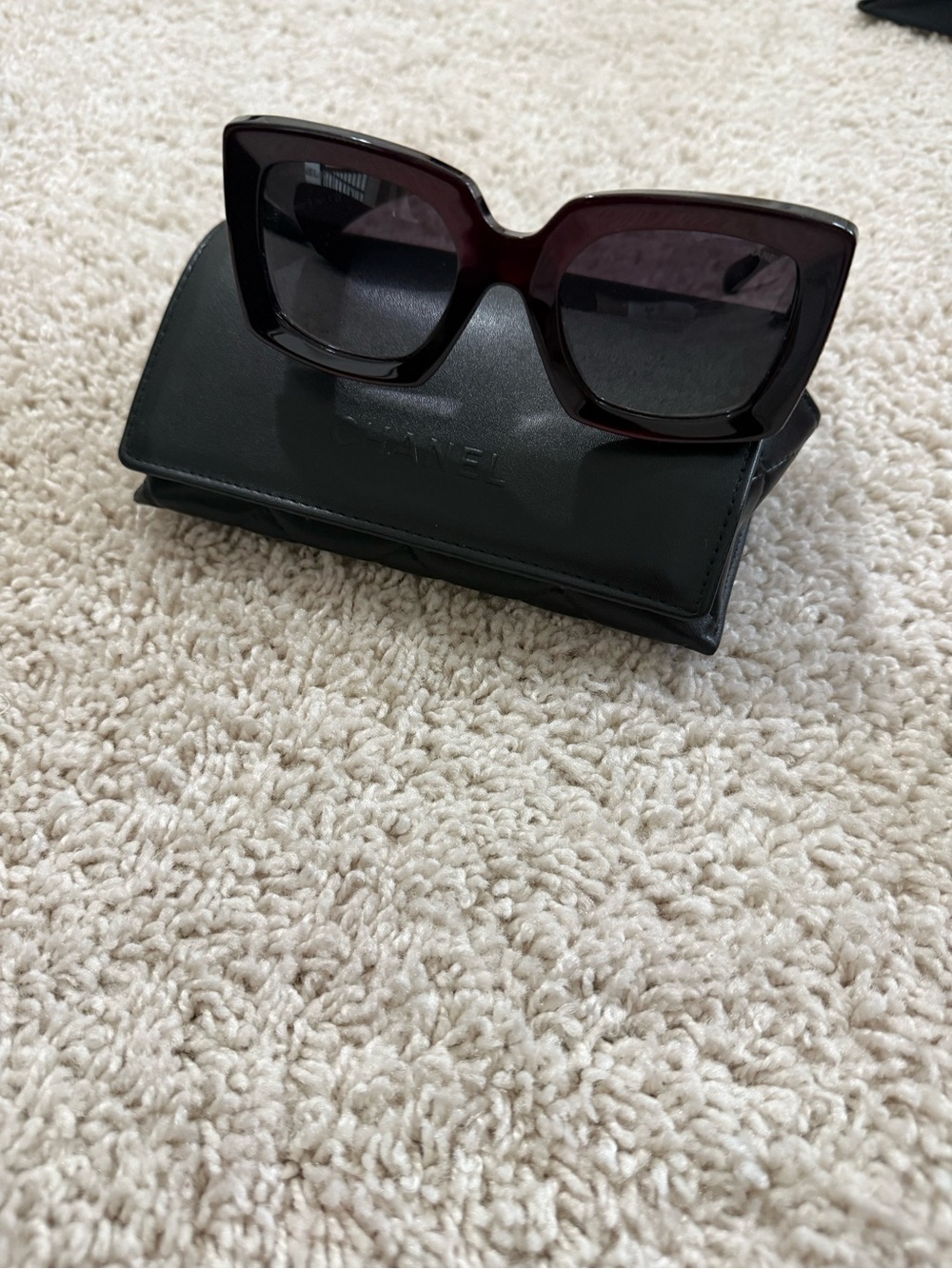 CHANEL Women's Oversized Square Sunglasses in Dark Tortoise and Black Lenses